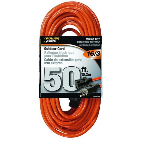 Powerzone OR501630 SJTW Round Medium Duty Extension Cord, 16/3, 50 ft, Double