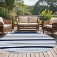 thumbnail image 4 of Round Rug 7Ft Washable Non-Slip, Navy Blue Gray Striped Circle Area Rugs for Living Room Bedroom, Farmhouse Stripes Modern Abstract Art Indoor Floor Mats Carpet Runner for Home Decor Aesthetic, 4 of 8