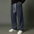 thumbnail image 2 of Mens Ribbed Sweatpants Stretchy Waist Wide Leg Pants with Pockets Drawstring Straight-Leg Sweatpant Athletic Casual Pants Workout Slacks Lightweight Trousers Spring Summer Outfits 2026 Blue XXXL, 2 of 9