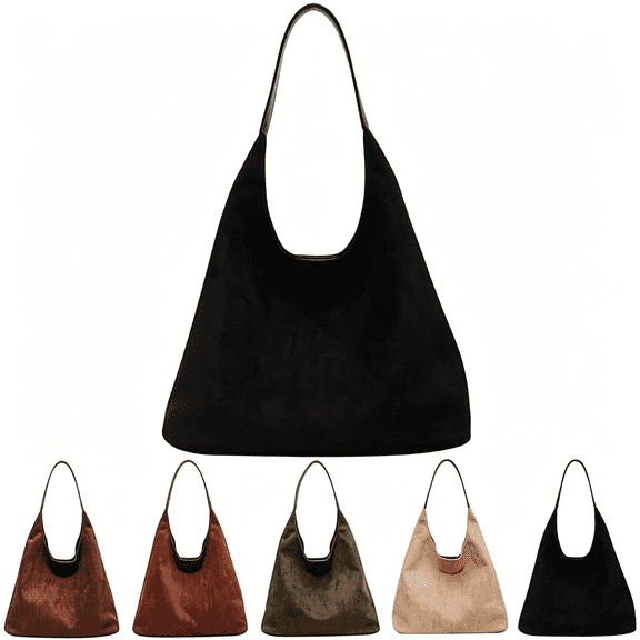 AOMRCOL Leather Bags for Women Suede Purse Slouchy Tote Bag Brown Leather Purse Suede Shoulder Bag