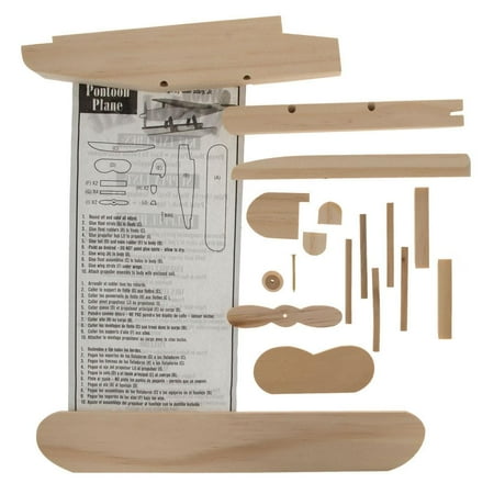 Pontoon Plane - Blank Unfinished Wooden Float-plane Building Pontoon Model Kit 7.25 Inches