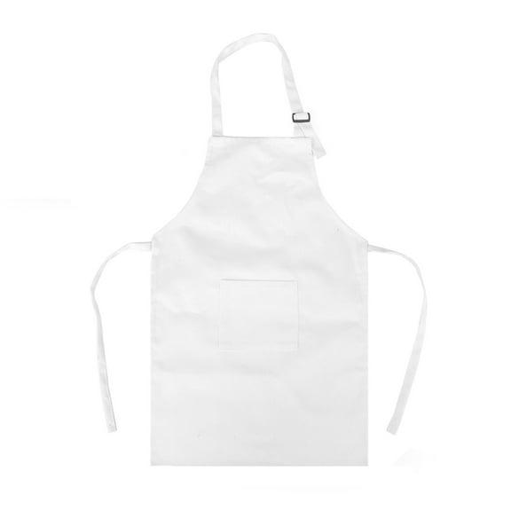 Opromo Colorful Cotton Canvas Kid's Aprons with Pocket, Artist Apron & Chef Apron (White, 27"L x 22"W)