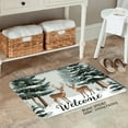 thumbnail image 2 of SPXUBZ Non Slip Flannel Floor Mat Welcome Deer Winter Scene for Bathroom Kitchen Bedroom Decor 16x24 inch, 2 of 5