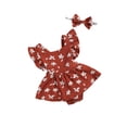 thumbnail image 2 of Qiylii Baby Girl’s Romper Dress Fly Sleeve Flower Skirt Stitching Bodysuit+Headband, 2 of 7