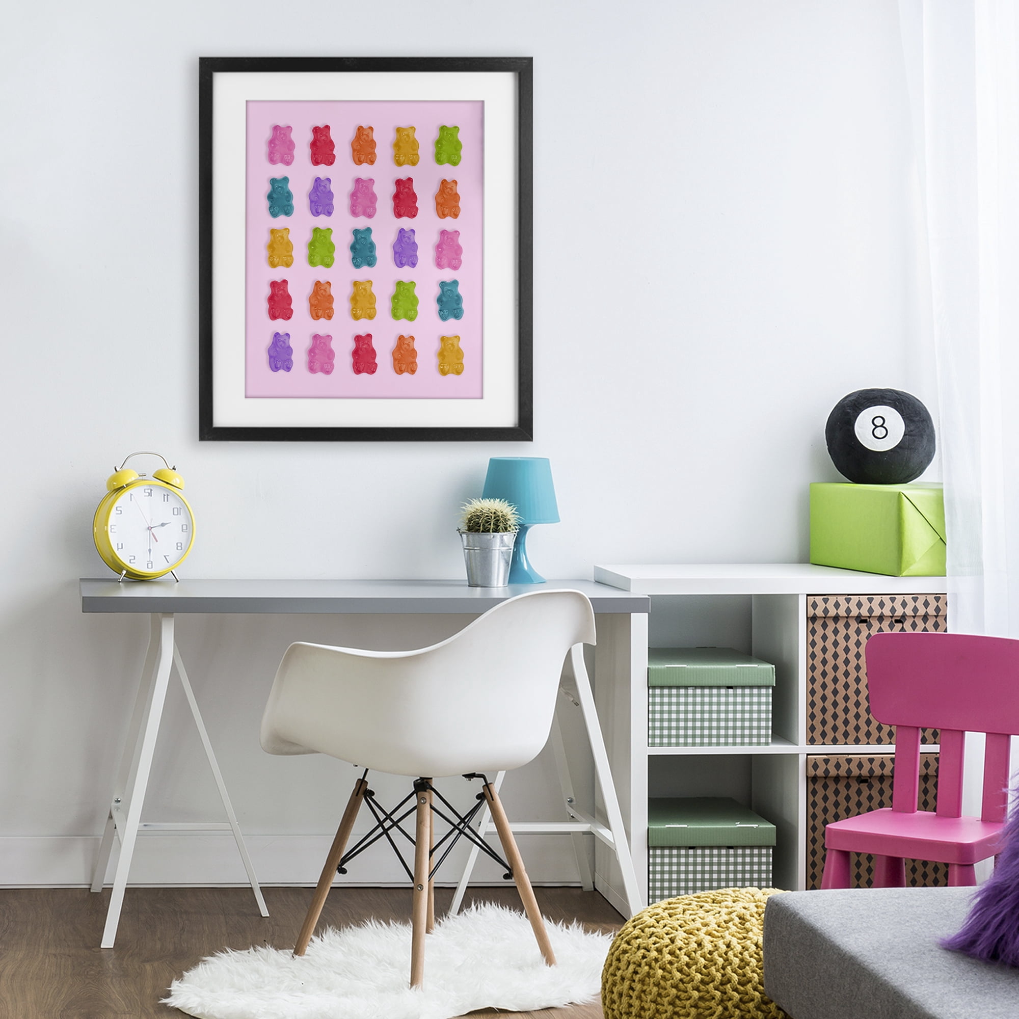 Stupell Industries Pastel Gummies on Pink Black Framed Print Under Glass, design by LISH Creative