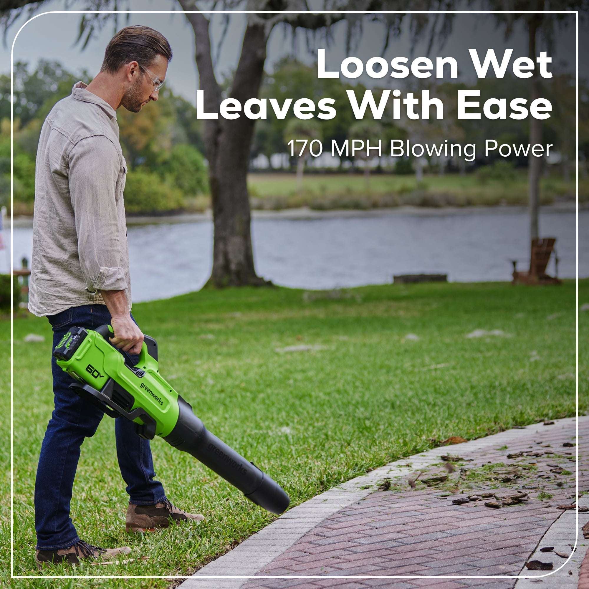 Greenworks 60V 630 CFM 170 MPH Leaf Blower with 2.5 Ah Battery & 3 Amp Charger 2429902