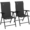 thumbnail image 1 of Outsunny Ensemble de 2 Chaises Pliantes d'Extérieur en Osier avec Dossier Réglable, 1 of 10