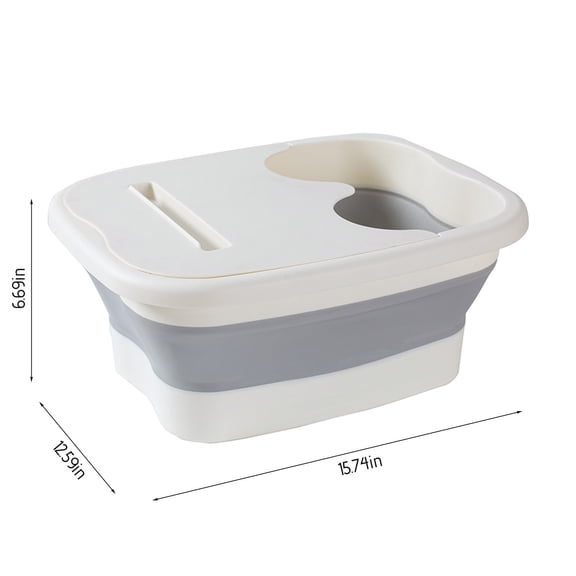 Rkxzt Foot Bath Bucket Foldable Foot Bath Bucket with Lid and Massage Acupoints,Portable 15L Spa Basin for Home Use,1 Count Storage