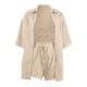 thumbnail image 4 of Conjunto de chándal de 2 piezas para mujer: blusa holgada con botones y pantalones cortos elásticos de cintura alta - Poliéster, color liso, ropa informal/de estar por casa, conjuntos de verano, 4 of 4