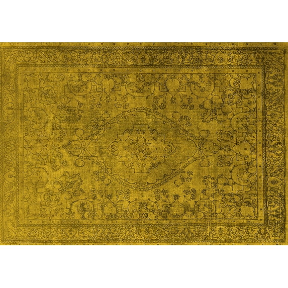 Ahgly Company Indoor Rectangle Oriental Yellow Industrial Area Rugs, 3' x 5'