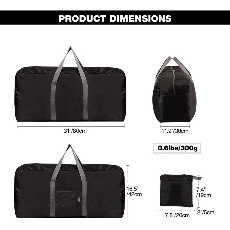 Men's Foldable Duffle Bag Water Resistant Large Lightweight Sports Bag  Camping Hiking Folding 65L (Blue)