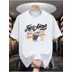thumbnail image 2 of Letter And Drink Print Men's Crew Neck Fashionable Short Sleeve Sports T-shirt, Comfortable And Versatile, for Summer And Spring, Athletic Style, Comfort Fit T-Shirt, As Gifts, 2 of 7