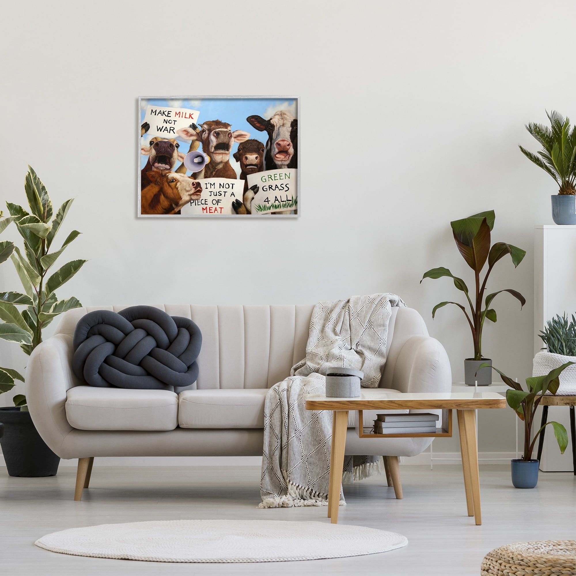 Stupell Industries Protesting Cows Funny Country Farm Cattle Animal Equality, 30 x 24, Design by Lucia Heffernan