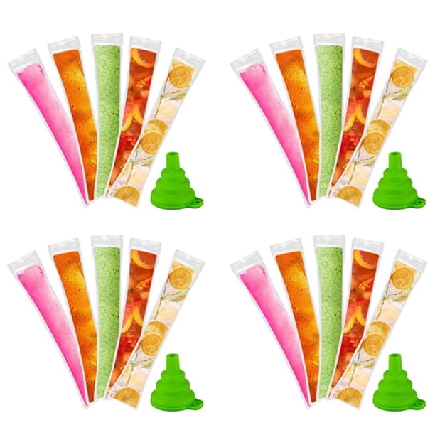 Bolsas de Paletas Desechables 240 Piezas de Tubos de Congelación, Bolsas de Hielo con Embudo Y Fundas de Hielo para Jugo, Paletas de Hielo, Frutas