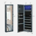 thumbnail image 2 of SONGMICS 6 LEDs Mirror Jewelry Cabinet 47.2-Inch Tall Lockable Wall or Door Mounted Jewelry Armoire Organizer with Mirror 2 Drawers 3.9 x 14.6 x 47.2 Inches Christmas Gifts Rustic Blue Rustic Blue, 2 of 8
