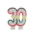thumbnail image 1 of Kaleidoscope Number 30 Glitter Striped Candle, 1 of 1