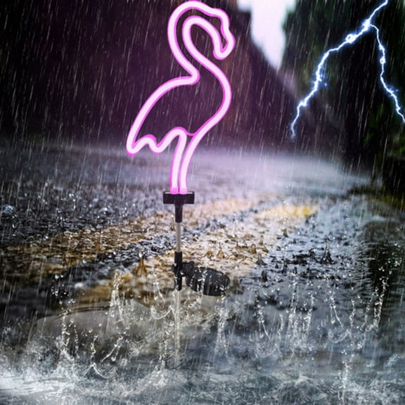 IBASETOY 1Pc Flamingo Pattern Solar Lights Waterproof Outdoor Garden Decor Light
