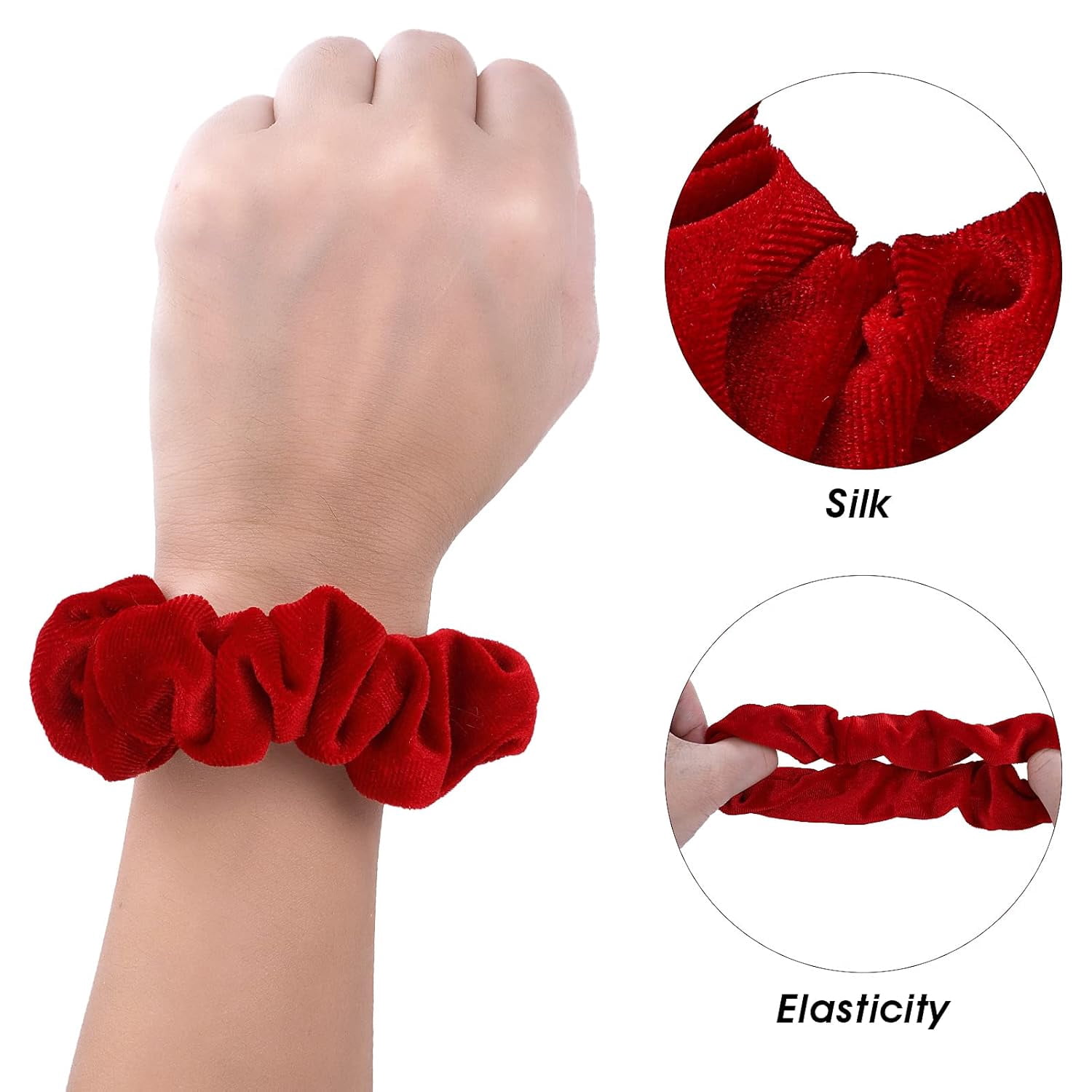 Red Velvet Hair Scrunchies Hair Bands Rope Elastic Ties for Women Valentine's Day Gifts Ponytail Holders Hair Accessories