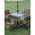 thumbnail image 5 of Outdoor Tablecloth with Umbrella Hole, Blue Gray Spillproof Waterproof Outdoor Table Cover, Vintage Farmhouse Gradient Wooden Grain Art Patio Tablecloths for Party/Garden/Picnic, Square 54"x54", 5 of 9