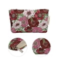 thumbnail image 3 of Bolsas de maquillaje de mano reutilizables de jacquard únicas de 1 pieza para vacaciones en rojo, blanco y rosa de poliéster, 3 of 5