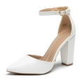 thumbnail image 4 of BURUDANI Women Fashion Ankle Strap Pump Shoes High Chunky Heel Pump Shoes Pointed Toe Dress Shoes, 4 of 8
