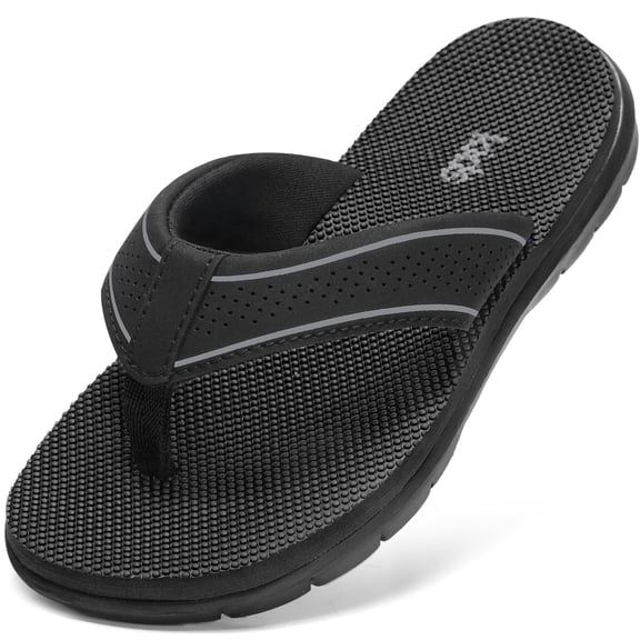 TEAHOO X STQ KIDS Sandals Flip Flops Beach Pool Summer Soft Home Bathroom Sandals All Black Size 5 Big Kid
