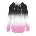 thumbnail image 5 of Busydd Womens Hoodie Fashion Gradient Hoodies Casual Long Sleeve Fleece Sweatshirt Loose Comfort Button Drawstring Pullover Tops with Pocket, 5 of 5