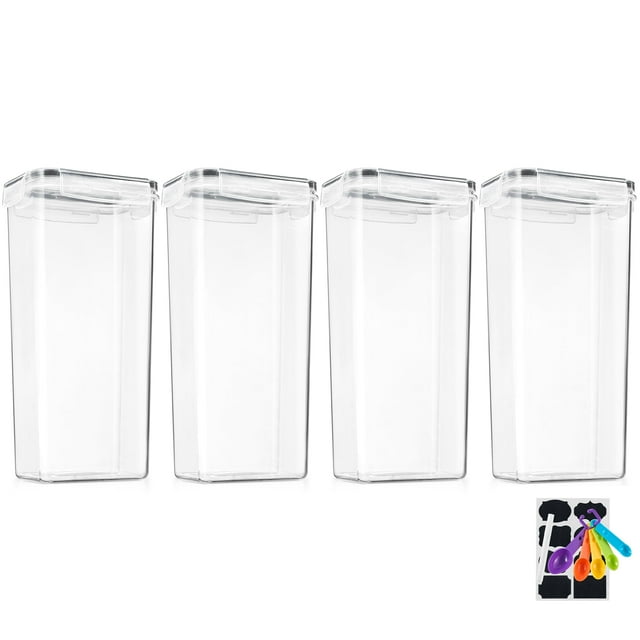 Sorbus Juego de 4 Recipientes Herméticos para Dispensador de Cereales con Tapas: Fáciles de Verter, Apilables, para Almacenar Alimentos Secos, Arroz, Pasta y Más