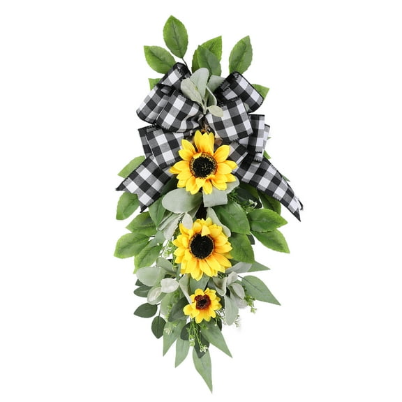 Summer Sunflower Wreath for Front Door Outdoor Wreath Spring Wreath Yellow Wreath Door Wreaths Gift 11.81*23.62Inch