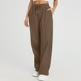 thumbnail image 7 of Ediodpoh Womens Sweatpants Oversized Wide Leg Lightweight Pants Elastic Drawstring Straight Leg Low Waisted Baggy Pants with Pockets Brown L, 7 of 7