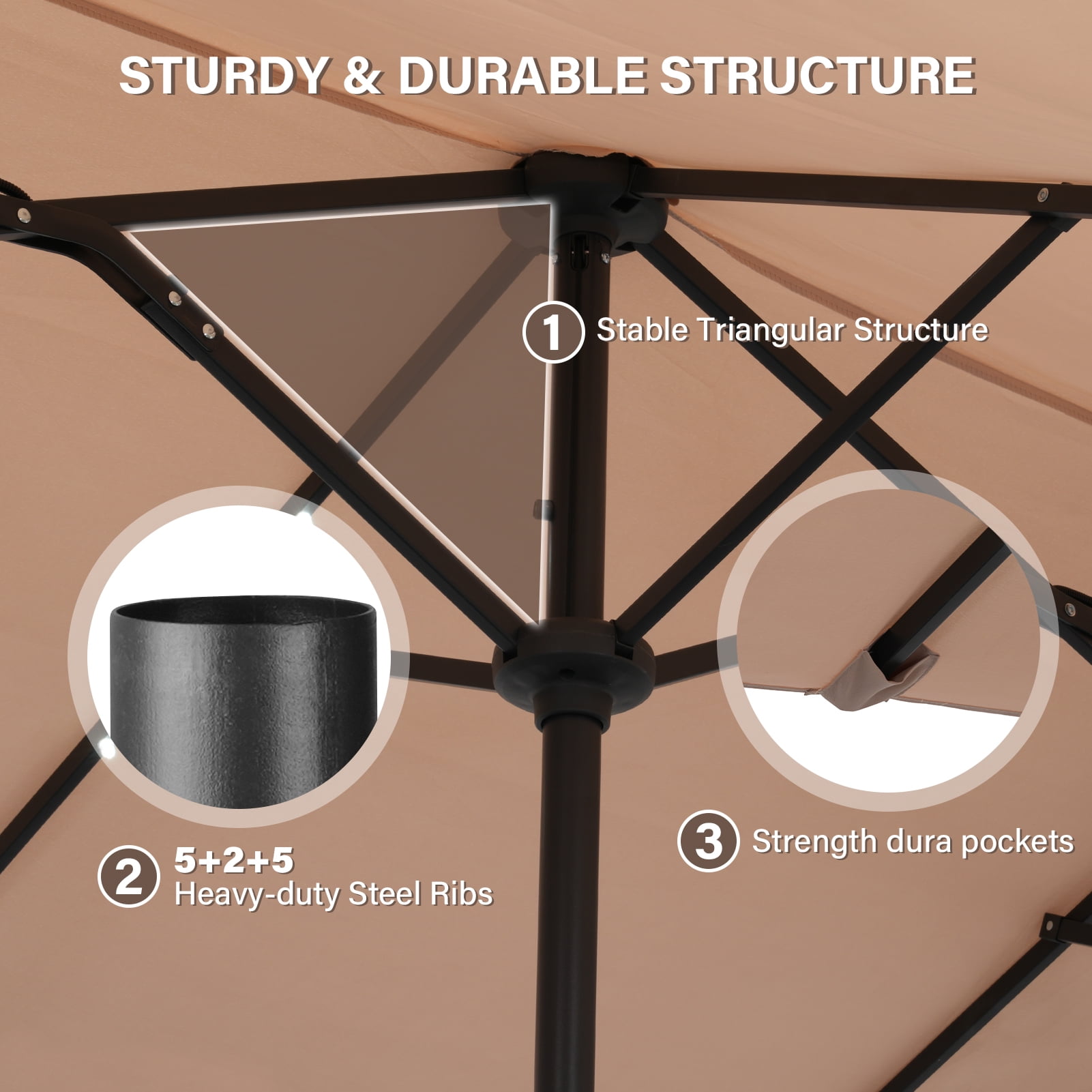 Autlaycil 13 FT Beige Patio Umbrella with Sun Protection & Easy Crank for Deck Pool Market