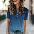 thumbnail image 2 of NAMTYQX Graphic Tees for Women Trendy Trendy Tops for Women Button V Neck Shirts for Women Trendy Summer Dark Blue Size L, 2 of 5