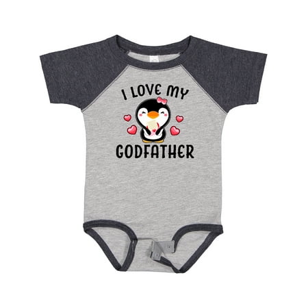 

Inktastic I Love My Godfather with Cute Penguin and Hearts Gift Baby Girl Bodysuit