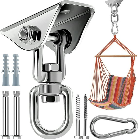 360°Rotating Hammock Hanging Kit - Heavy Duty Hanging Hooks for Swing Hanging Hook kit Stainless Steel 1000 lb Loading Hammock Hooks for Trapeze, Yoga, Boxing Bag, Hammock Chair, Porch