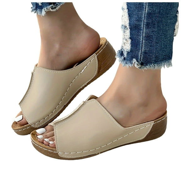 Mostsola Comfortable Wedge Sandals for Women Dressy Summer Walking Shoes Open Toe Slides Shoes