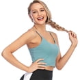 thumbnail image 2 of Women's Longline Sports Bra Workout Crop Tank Tops Built in Bra Padded Medium Support Yoga Bra, 2 of 7