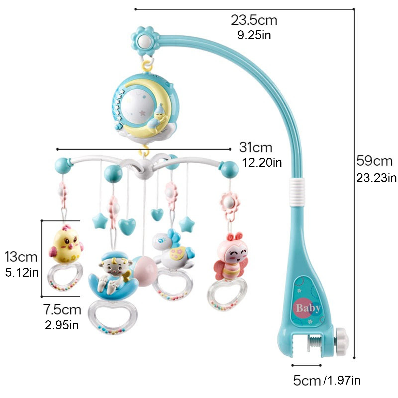 Rotating Rattles and Remote Control Music Box with Music Night Lights Baby Sleeping Toy Baby Musical Crib Mobile