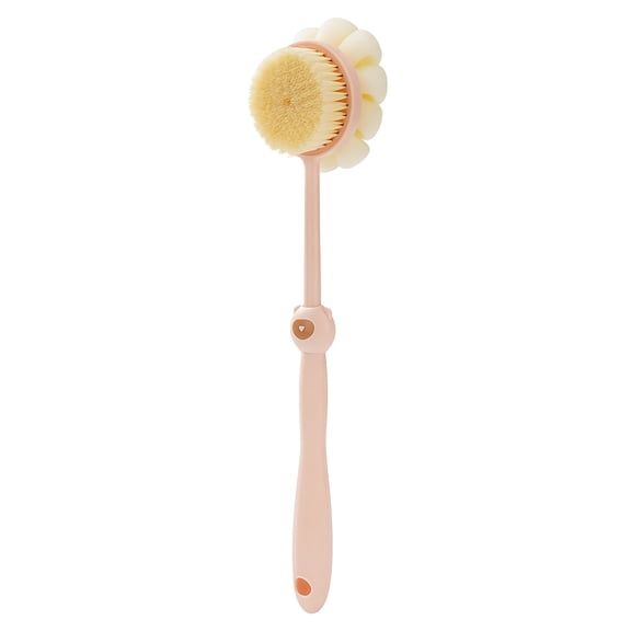 Shower Body Brush with Bristles and Loofah, Long Handle Back Scrubber Bath Mesh Sponge for Skin Exfoliating Bath,Massage Bristles Suitable for Wet or Dry,Men and Women
