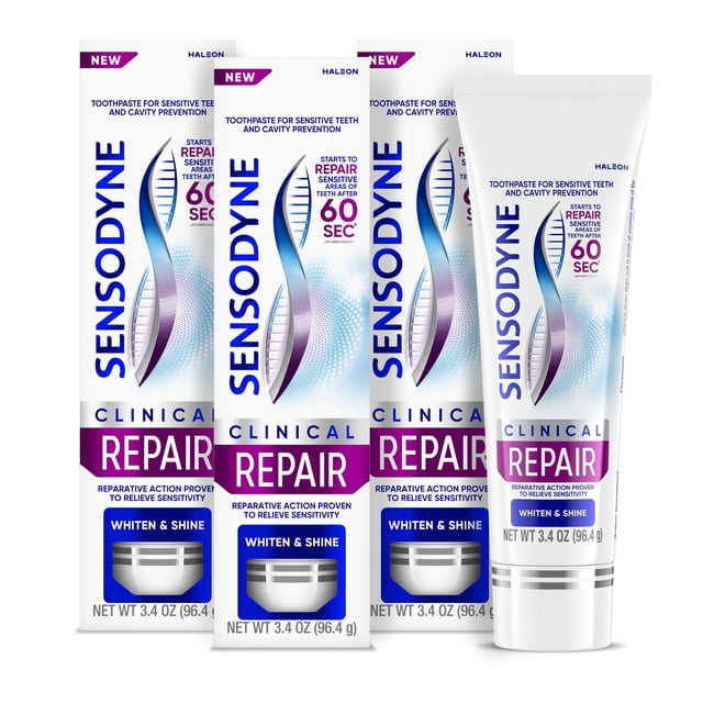 Sensodyne Clinical Repair Blanquea y Brilla Pasta Dental 3 Pack