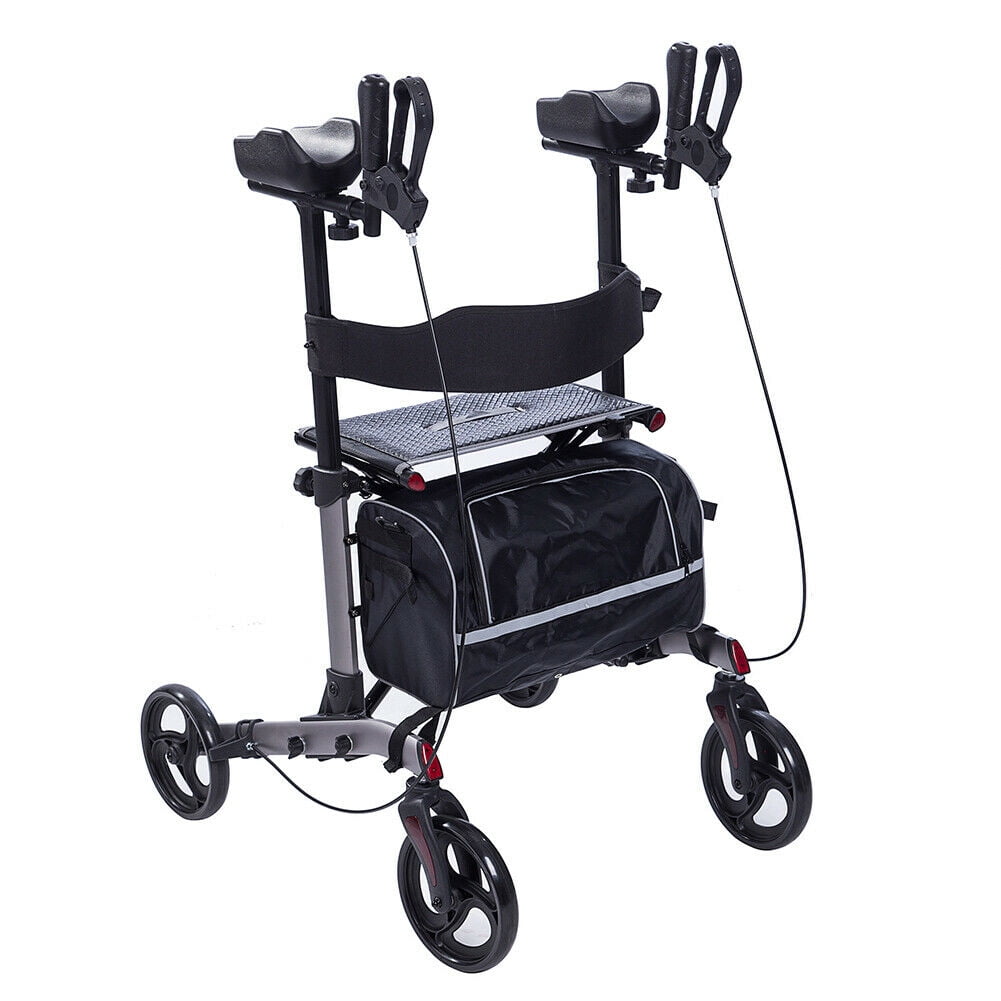 ELENKER Upright Walker, Stand Up Folding Rollator Walker with 10” Front