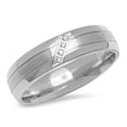 thumbnail image 2 of Men's Stainless Steel Lined Band Ring With Simulated Diamonds, 2 of 5