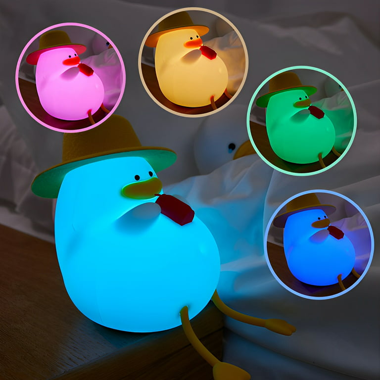 Evjurcn Duck Night Light Night Color Modes Table Portable and Lamp Night Rechargeable 3 Nursery LED Changeable Animal Bedroom Cute Light Silicone for Nursery Brightness Desk Lamp