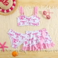 thumbnail image 4 of ZXLBBD Girl Swimsuits 3 Piece Cute Bow Print Tankini Top with Ruffle Shorts and Skirt Outfit Toddler Kids Cute Casual Beah Swimming, 4 of 7