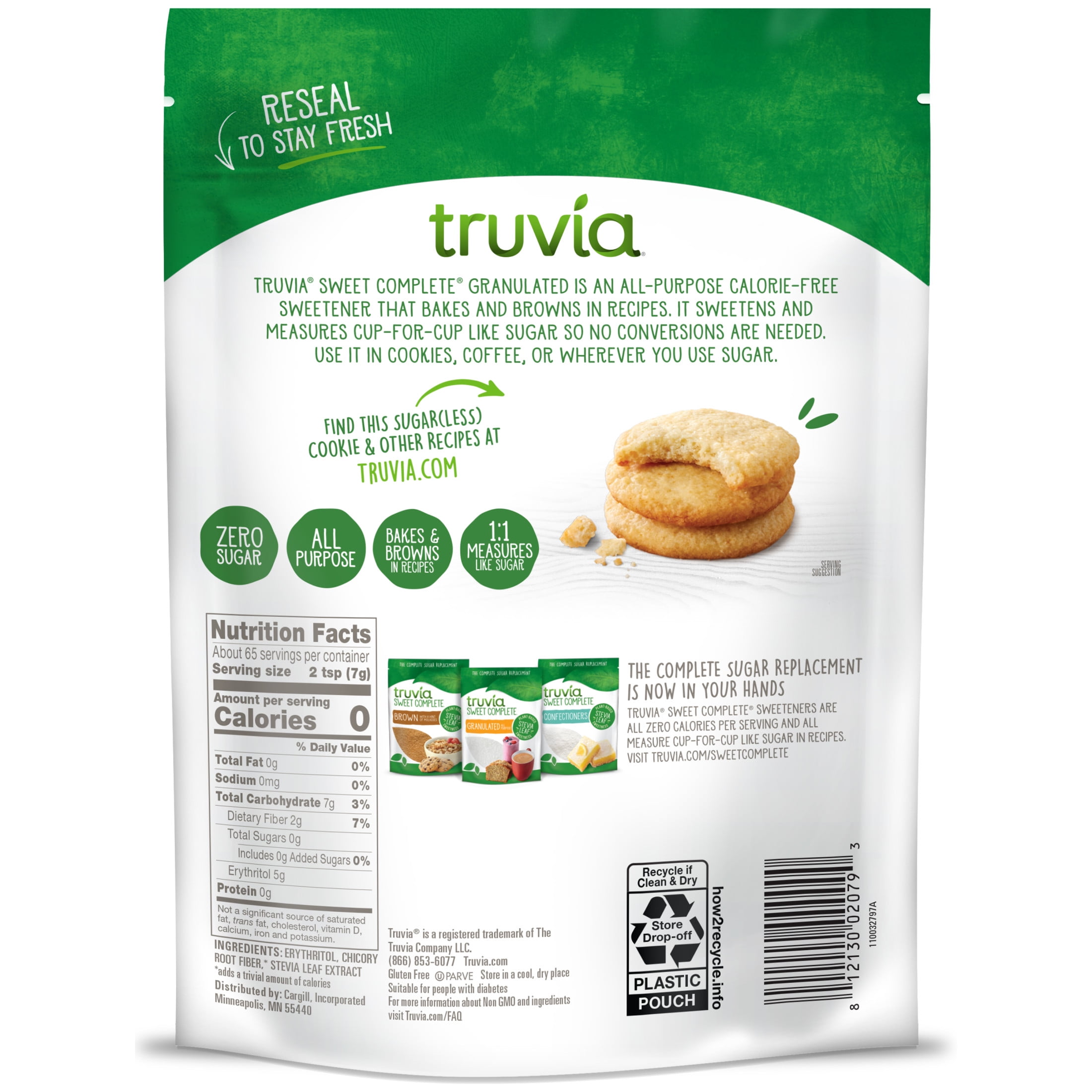 (4 pack) Truvia Sweet Complete Granulated Calorie-Free Sweetener from The Stevia Leaf, 16 oz