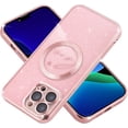 thumbnail image 5 of iPhone 14 Pro Max case, Compatible with MagSafe Luxury Glitter Bling Plating Love with Cute Heart Phone Case Full Camera Lens Protection Magnetic Case for Women Girls Back Cover(Pink), 5 of 11