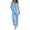 Blue, variant on Zynoxe Linen Sets for Women 2 Piece V-neck Top Wide Leg Pants Summer Sets Lounge Loose Business Casual Matching Outfits ClothingBeigeS