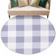 thumbnail image 2 of Purple White Buffalo Check 5ft Round Rug, Farmhouse Plaid Modern Geometric Non-Skid Rubber Backing Large Area Rugs - Living Room Bedroom Home Office, Indoor Floor Mat Carpets Washable Rug, 2 of 9