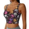 thumbnail image 2 of Fotbe Halloween Skeleton Pattern Womens' Sports Bra Longline Wirefree Padded with Medium Support Sports Moisture-Wicking Workou Vest,Tank Top-Medium, 2 of 7