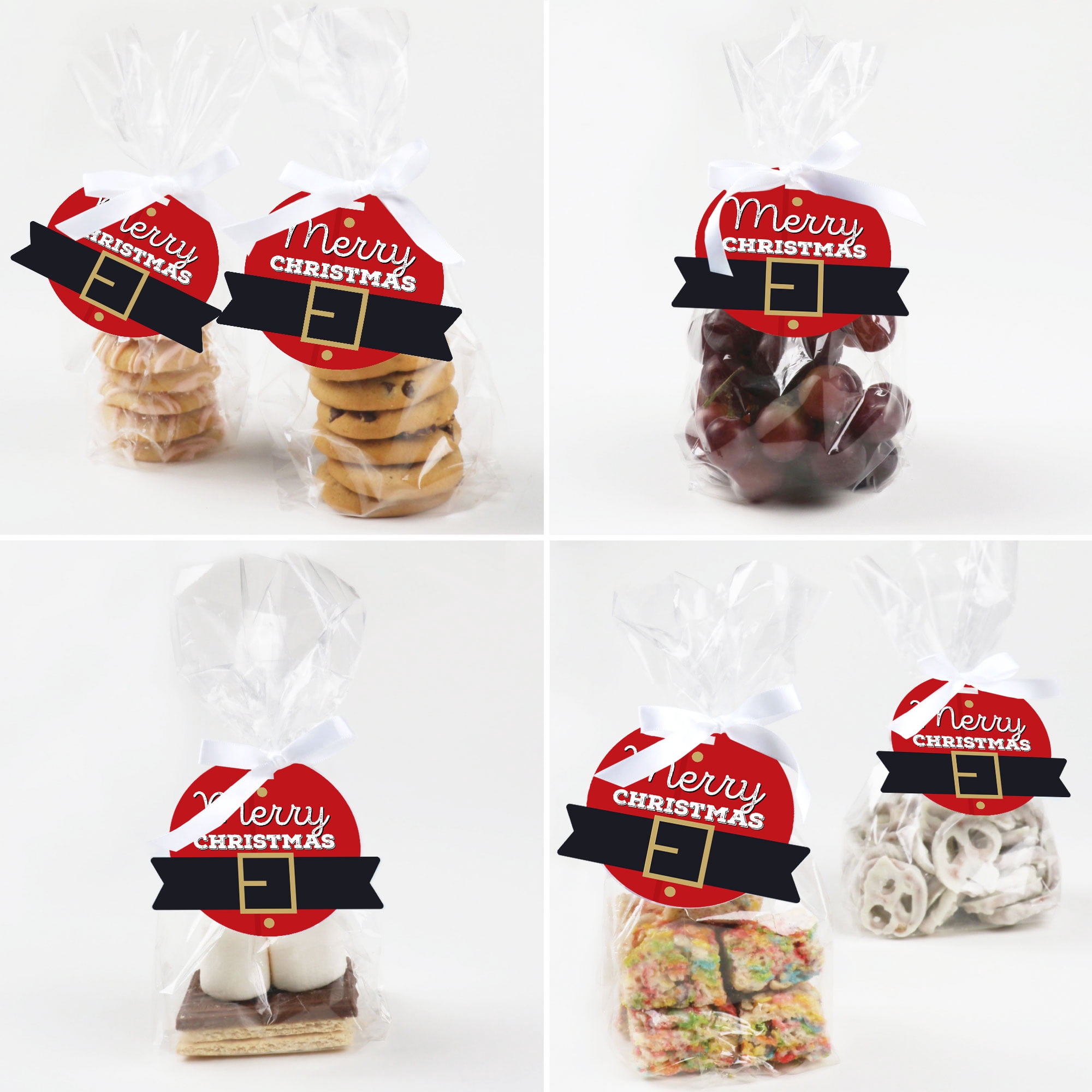 Big Dot Of Happiness Jolly Santa Claus Gift Bags - Set Of 12 Party Favor Goodie Bags, 4.75x7x2.5 Inches