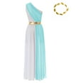 thumbnail image 4 of TiaoBug Womens Greek Roman Costume Queen Princess Praise Dance Performance Toga Dress Light Blue L, 4 of 7